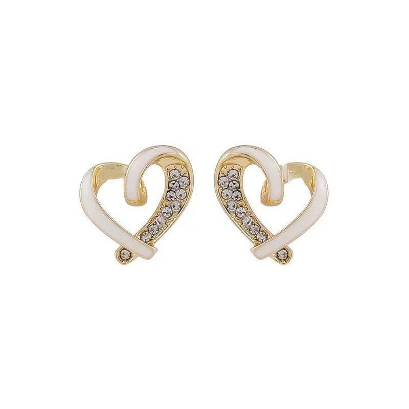 1 Pair Sweet IG Style Geometric Heart Shape Butterfly Inlay Alloy Rhinestones Pearl Drop Earrings Ear Studs