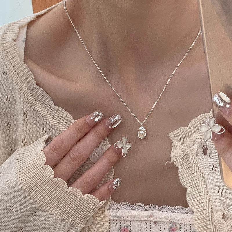Collar versátil de perlas para mujer, cadena de clavícula que no se decolora, joyería 