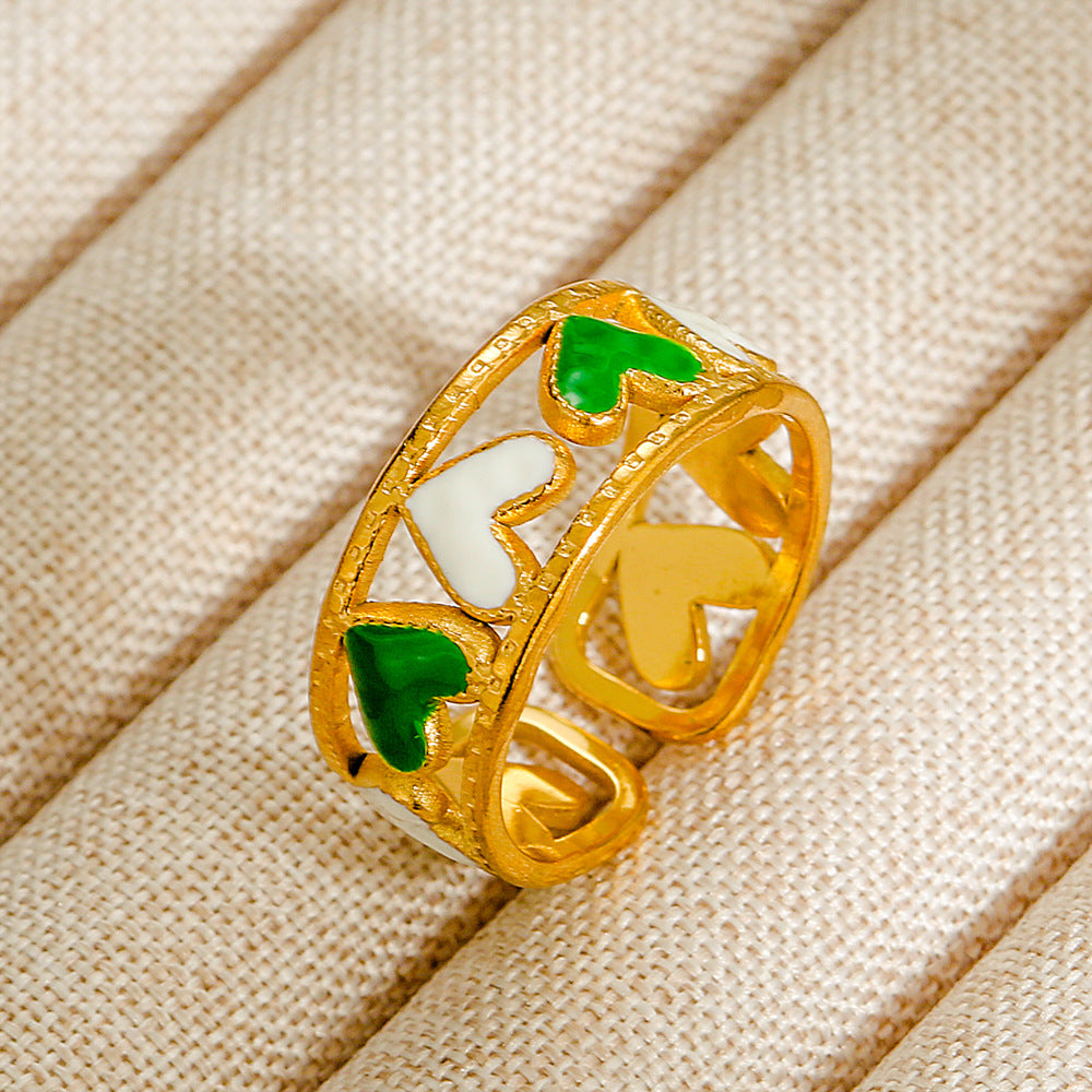 Wholesale Jewelry Geometric 304 Stainless Steel Natural Stone Open Ring (Minimum purchase 10 pcs)