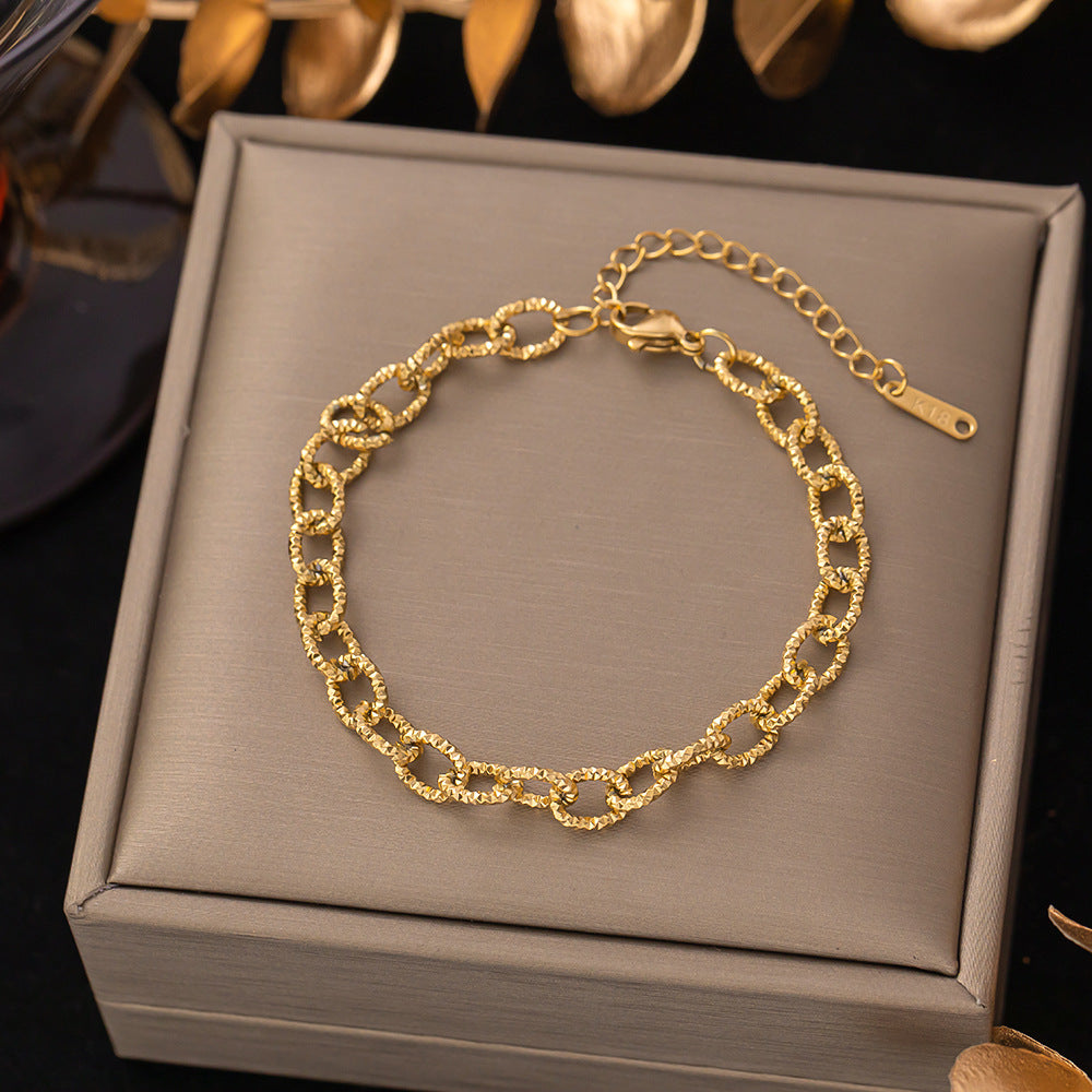 Pulsera de acero de titanio para mujer, pulsera sencilla, joyería 