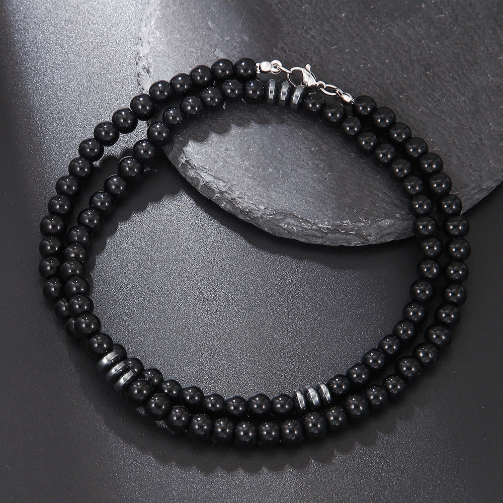 Collar corto con cuentas de madera de concha de coco bohemio para hombre, con tiras apiladas y cuentas turquesas, cadena de clavícula.