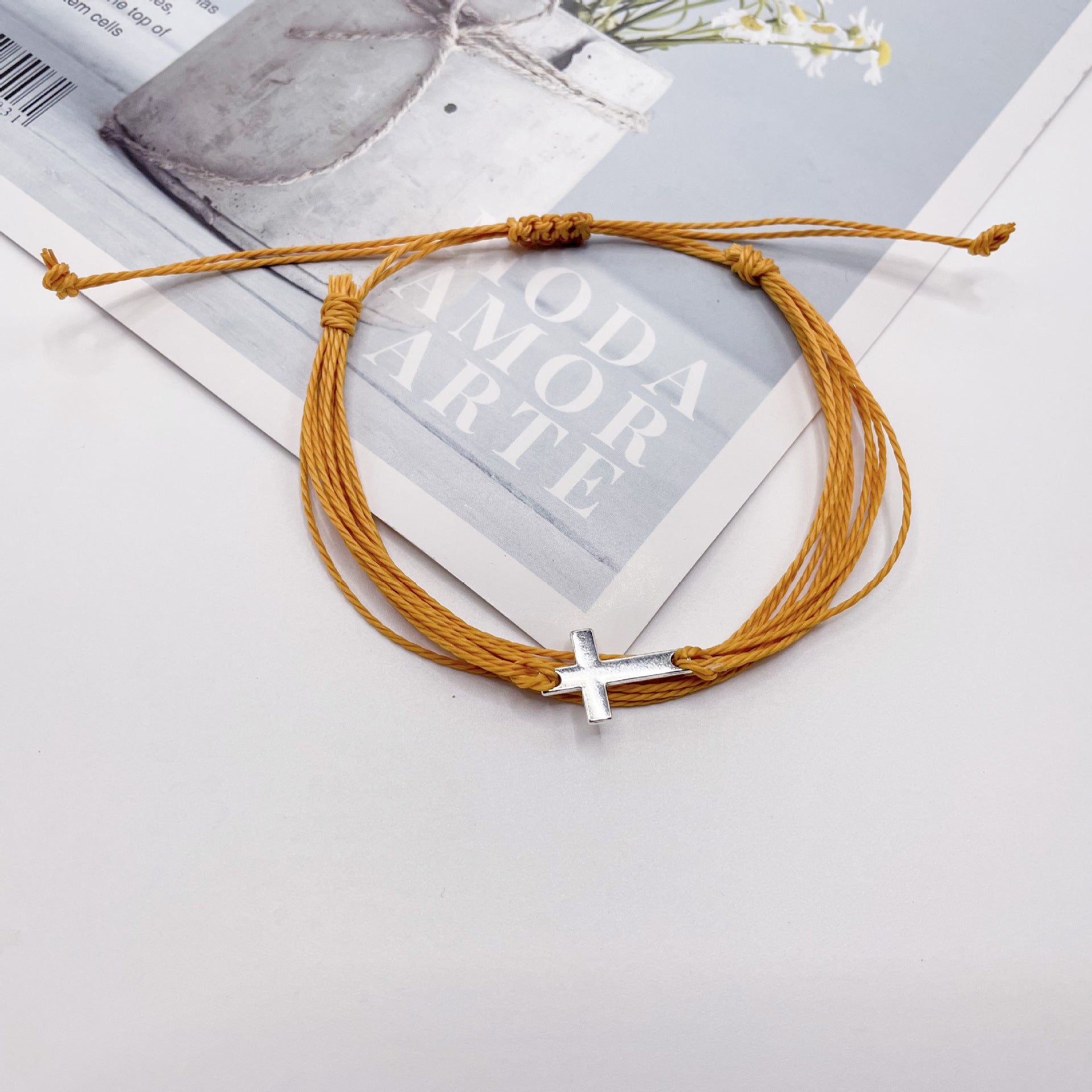 Pulsera tejida en cera, resistente al agua, con cuerda de la amistad, pulsera cruzada para surfear en la playa.