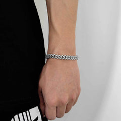 Pulsera de hip hop con cadena cubana de diamantes de una sola fila de 8 mm para hombre, pulsera de circonita 