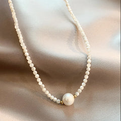 Collar de perlas naturales de agua dulce con cadena corta para clavícula para mujer 