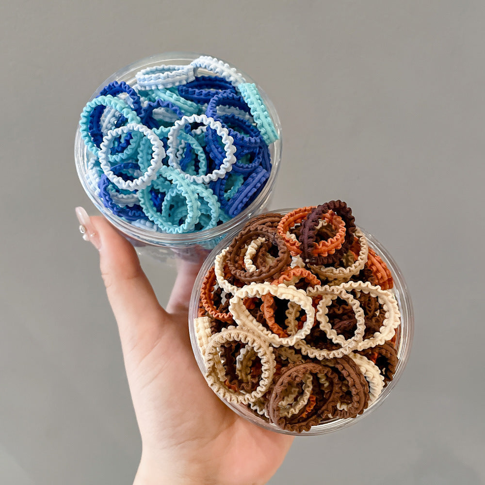 Banda de goma para niños, banda de goma de encaje enlatado de colores, cinta para el cabello elástica alta para niñas 