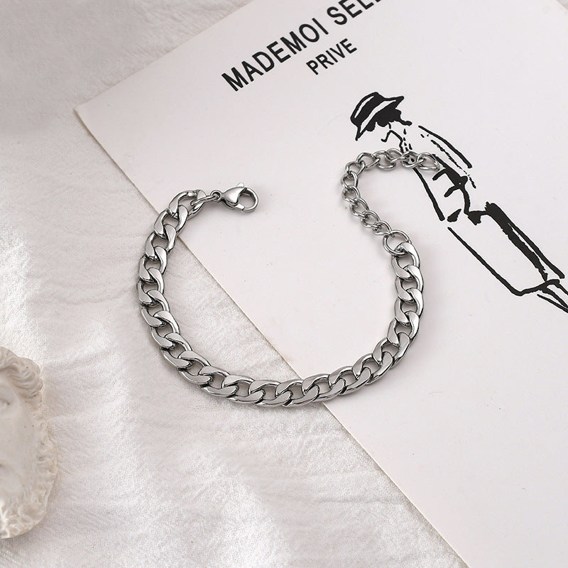 Pulsera de acero de titanio con cadena gruesa cubana para hombre, accesorios para pareja 