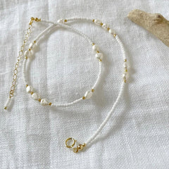 Collar de perlas retro con colgante de perla de forma especial para mujer