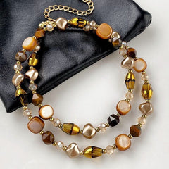 Pearl Necklace Beaded Natural Tiger's Eye Stone Clavicle Necklace Women