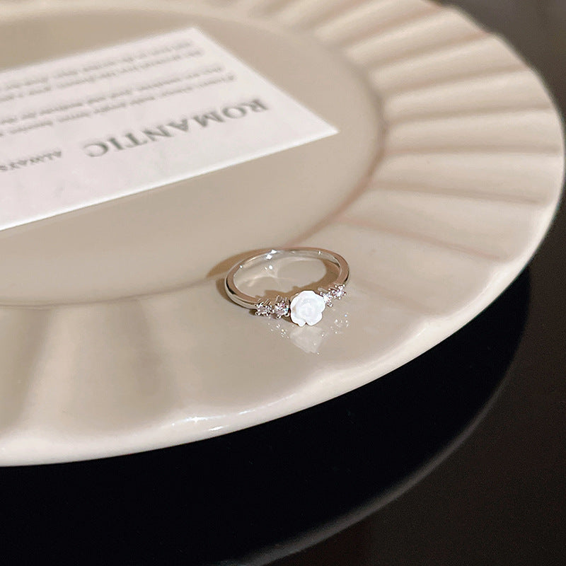 Anillo microengastado, anillo ajustable para dedo índice con apertura de circonitas para mujer