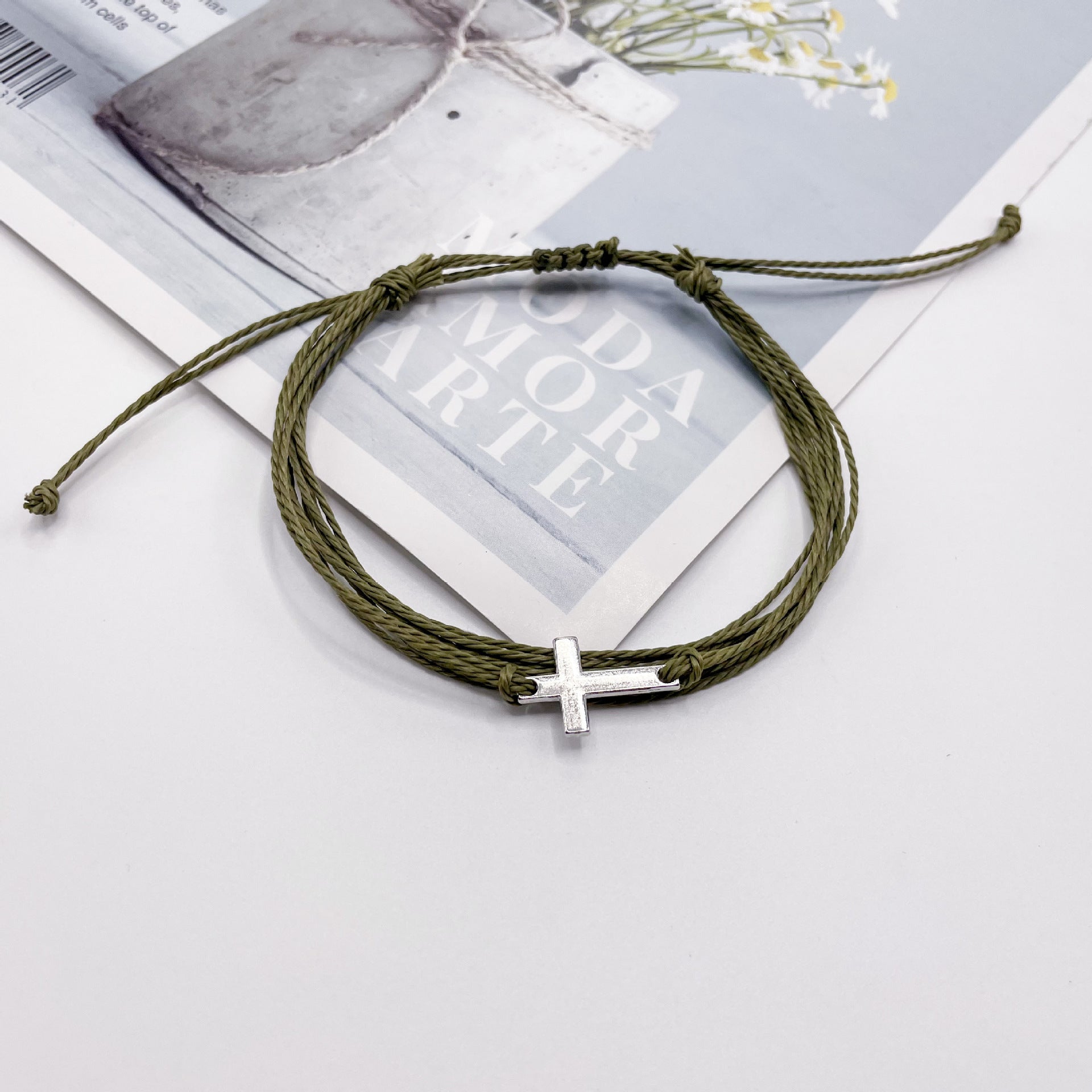 Pulsera tejida en cera, resistente al agua, con cuerda de la amistad, pulsera cruzada para surfear en la playa.