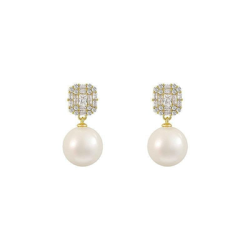 1 Pair Sweet IG Style Geometric Heart Shape Butterfly Inlay Alloy Rhinestones Pearl Drop Earrings Ear Studs