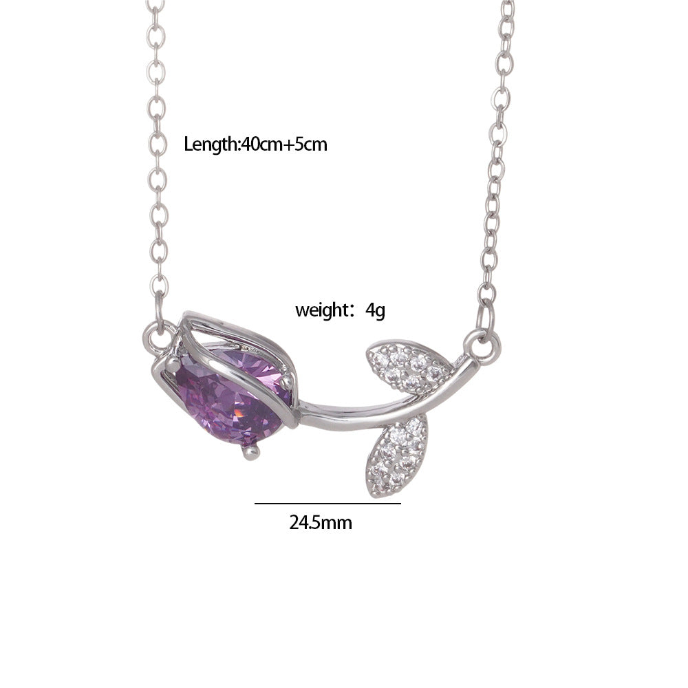 Collar de flores de tulipán con accesorios de acero de titanio 