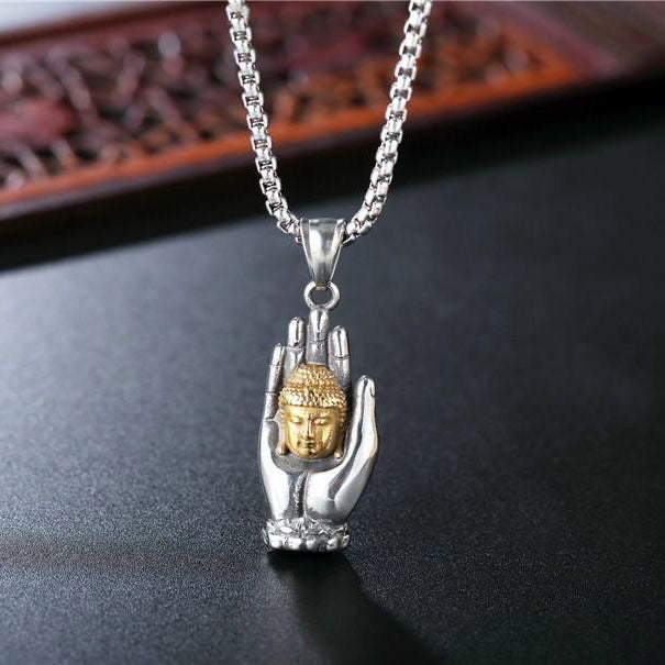 Collar de acero de titanio con colgante de hip hop para hombre 