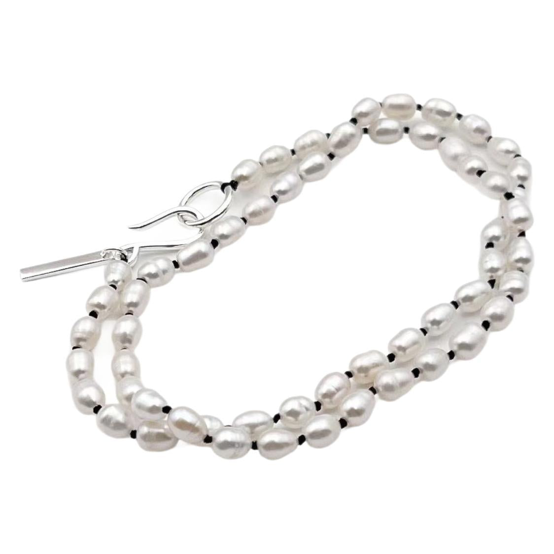 Collar de perlas barrocas naturales de agua dulce con cadena para clavícula 