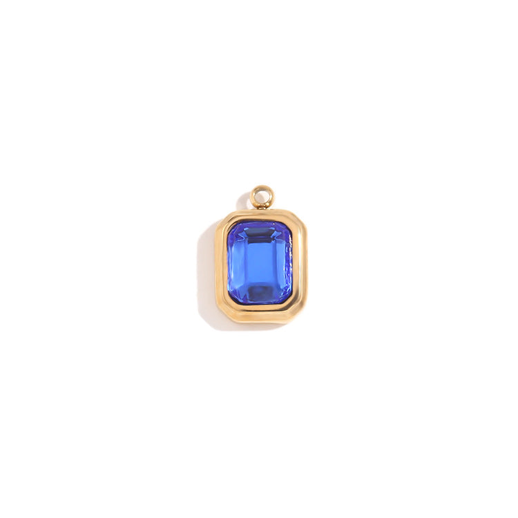 1 Piece 304 Stainless Steel Glass Stone Square Pendant