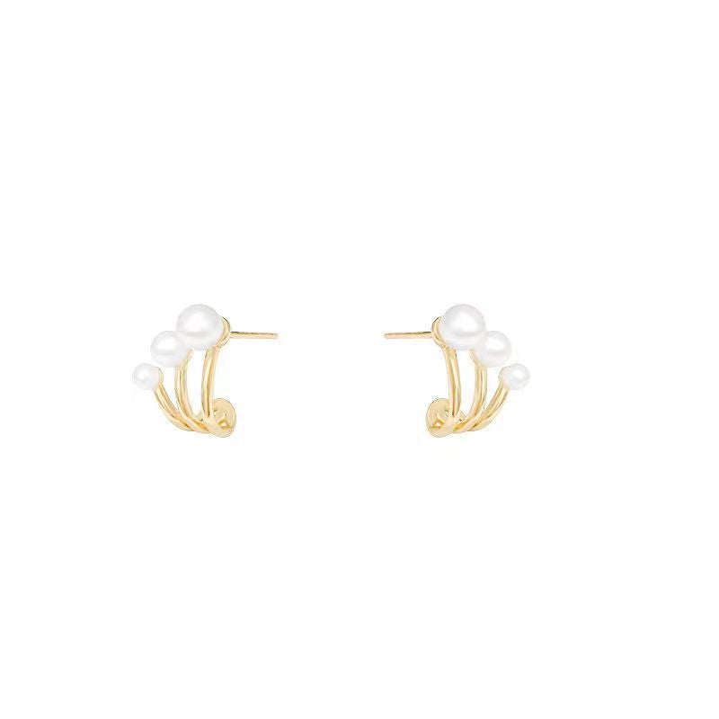 1 Pair Sweet IG Style Geometric Heart Shape Butterfly Inlay Alloy Rhinestones Pearl Drop Earrings Ear Studs