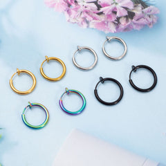 Clips para orejas de acero inoxidable sin agujero estilo punk para hombre, clips para orejas de resorte de acero de titanio