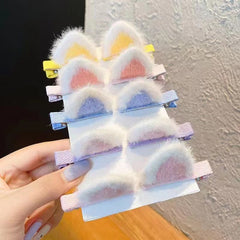 Horquilla de gato de peluche con orejas de gata, pequeña pinza para el pelo, tocado para niños, bonita horquilla de celebridad de Internet, pinza superior con forma de pico de pato. 