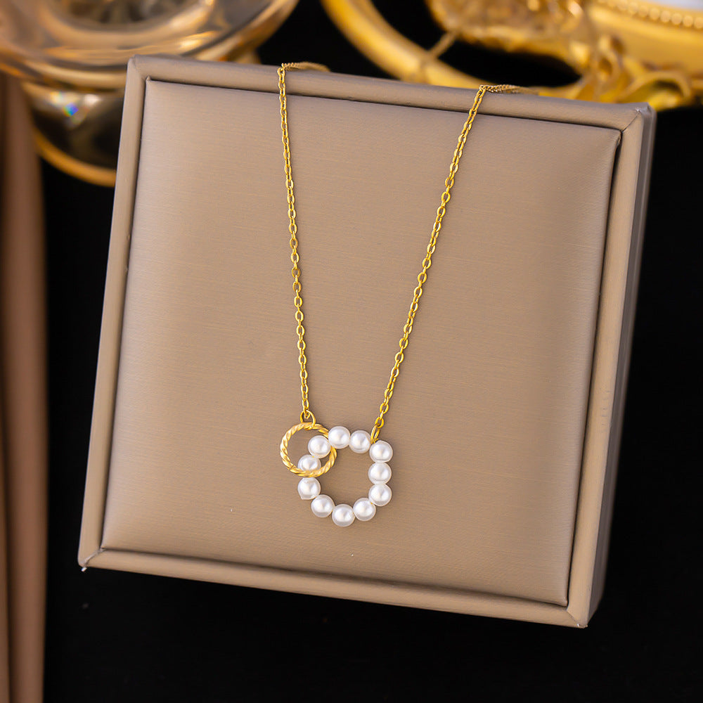 Wholesale Jewelry Sweet Simple Style IG Style Starfish Heart Shape Bow Knot Titanium Steel Plating Pendant Necklace