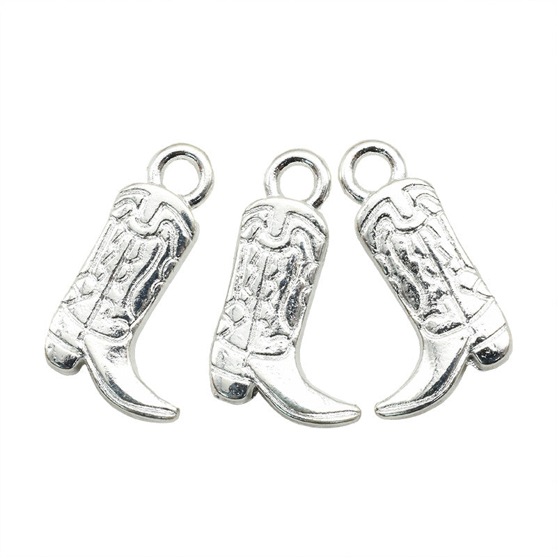 Accesorios de aleación para hacer tú mismo: colgantes de zapatos, sombreros y caballos de mezclilla estilo western 