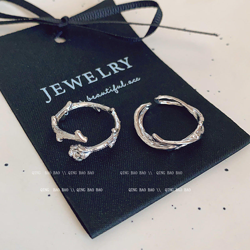 Anillo microengastado, anillo ajustable para dedo índice con apertura de circonitas para mujer