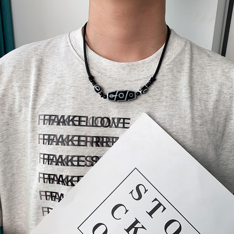 Collar de cadena cubana para hombre con circonitas cruzadas de acero y titanio 