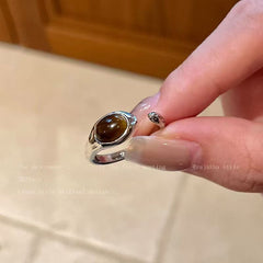 Anillo ajustable con apertura de ojo de tigre de Maillard para mujer 