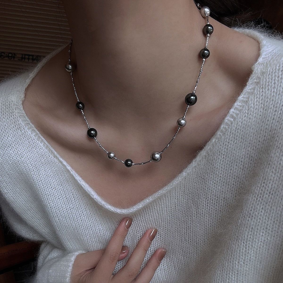Collar de perlas, piedra de ojo de tigre, collar de bolas de oro pequeñas, cadena de piedra natural 