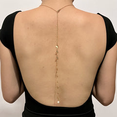 Butterfly water drop back chain, metal rose pearl necklace women's beach body chain