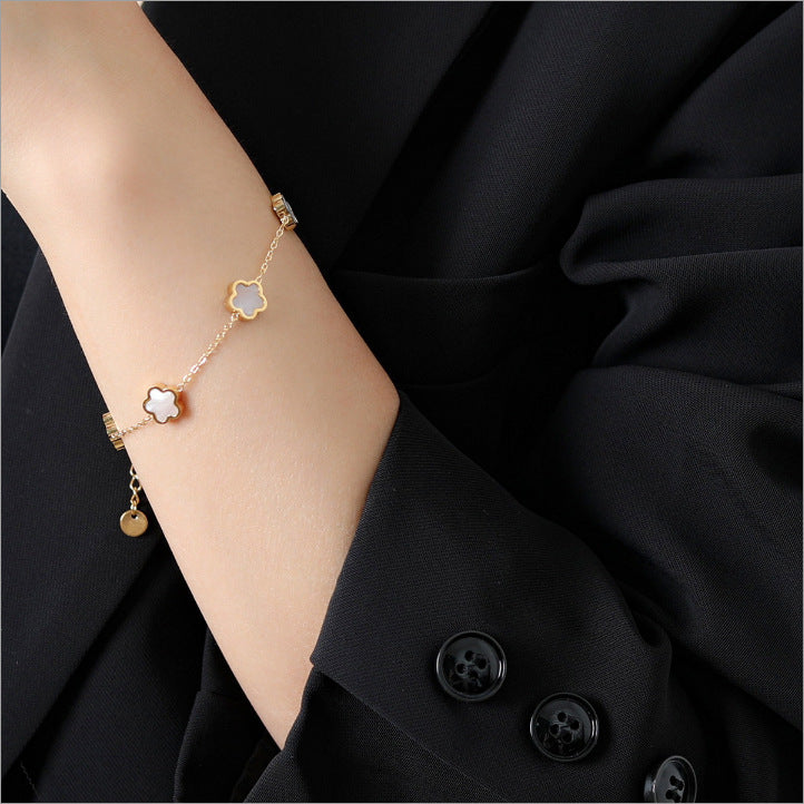 Pulsera de acero de titanio para mujer, pulsera sencilla, joyería 