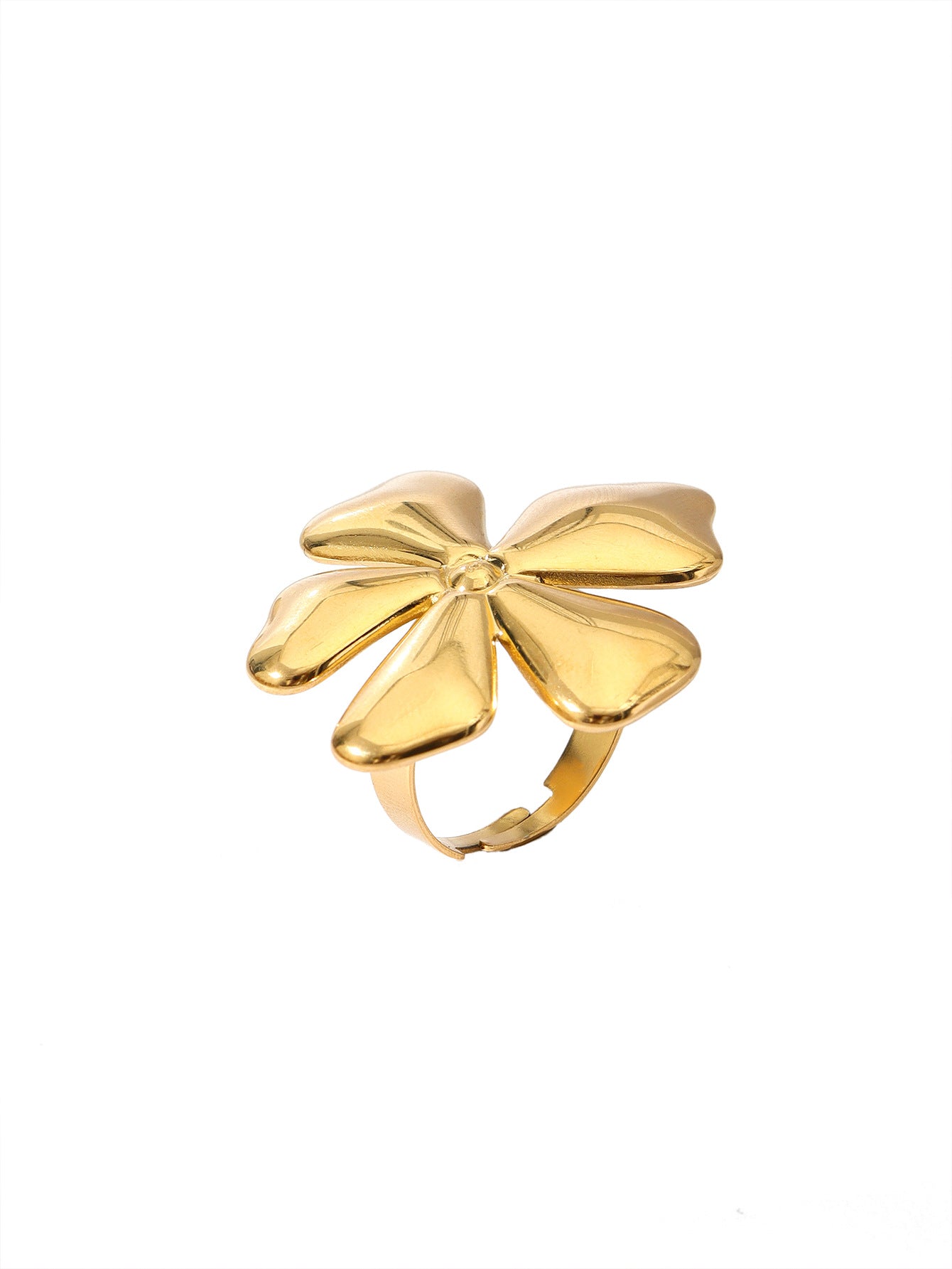 Anillos abiertos chapados en acero inoxidable 304 con diseño floral retro al por mayor 
