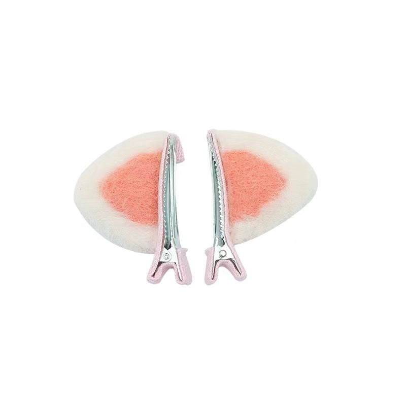 Horquilla de gato de peluche con orejas de gata, pequeña pinza para el pelo, tocado para niños, bonita horquilla de celebridad de Internet, pinza superior con forma de pico de pato. 