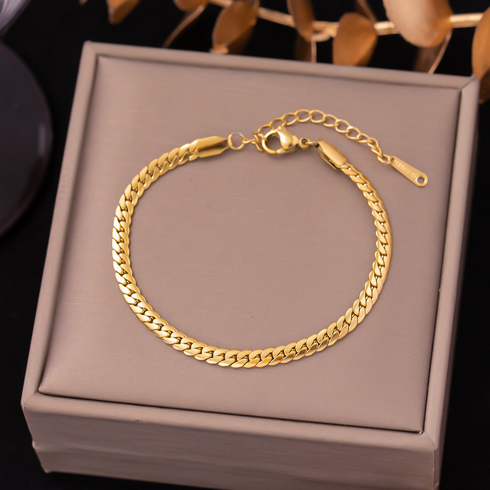 Pulsera de acero de titanio para mujer, pulsera sencilla, joyería 