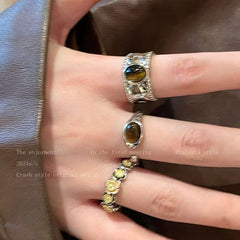 Anillo ajustable con apertura de ojo de tigre de Maillard para mujer 