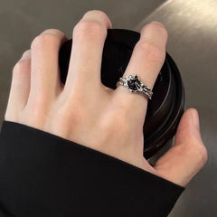 Anillo de espinas de viento oscuro para mujer, anillo abierto de moda para hombre 