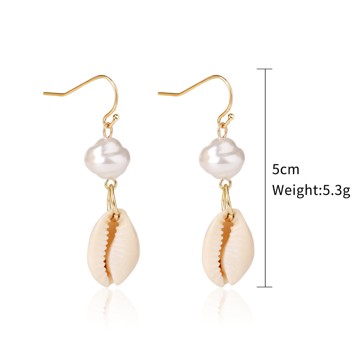 Pendientes de concha de perla con diseño de joyería marina bohemia, pendientes de concha de verano natural de aleación