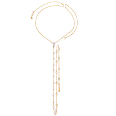 Cadena de perlas para la espalda, accesorio sencillo para vestido de novia con diamantes 