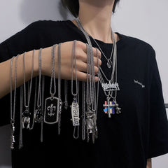 Collar de acero de titanio con colgante de hip hop para hombre 