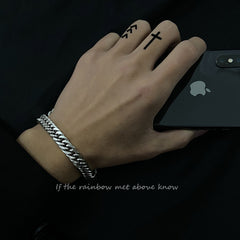 Pulsera de acero de titanio con cadena gruesa cubana para hombre, accesorios para pareja 