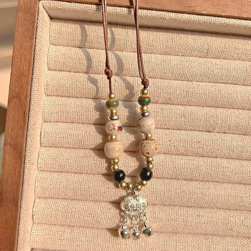 Collar de plumas vintage para mujer, cadena de clavícula con cuentas apiladas, accesorios bohemios 