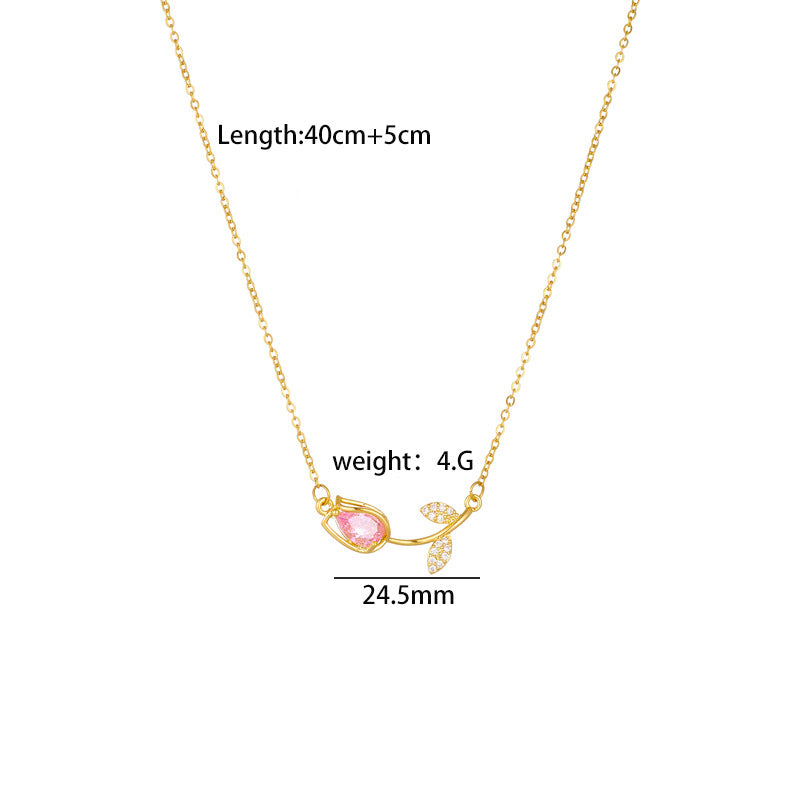 Collar de flores de tulipán con accesorios de acero de titanio 