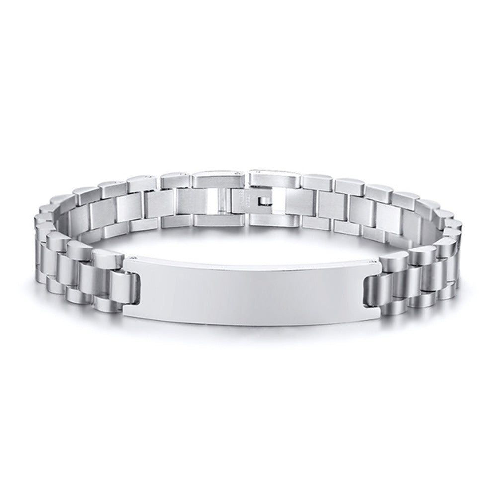 Correa de acero de titanio, pulsera de acero inoxidable de 15 mm, cadena de reloj para hombre, joyería ajustable 