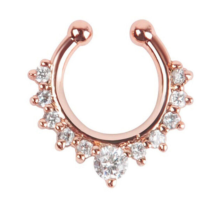 Anillo de nariz falso de aleación de diamantes, sin nariz 