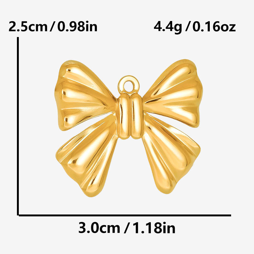 1 Piece 28*20mm 28*42mm 33*29mm 304 Stainless Steel 18K Gold Plated Bow Knot Polished Pendant