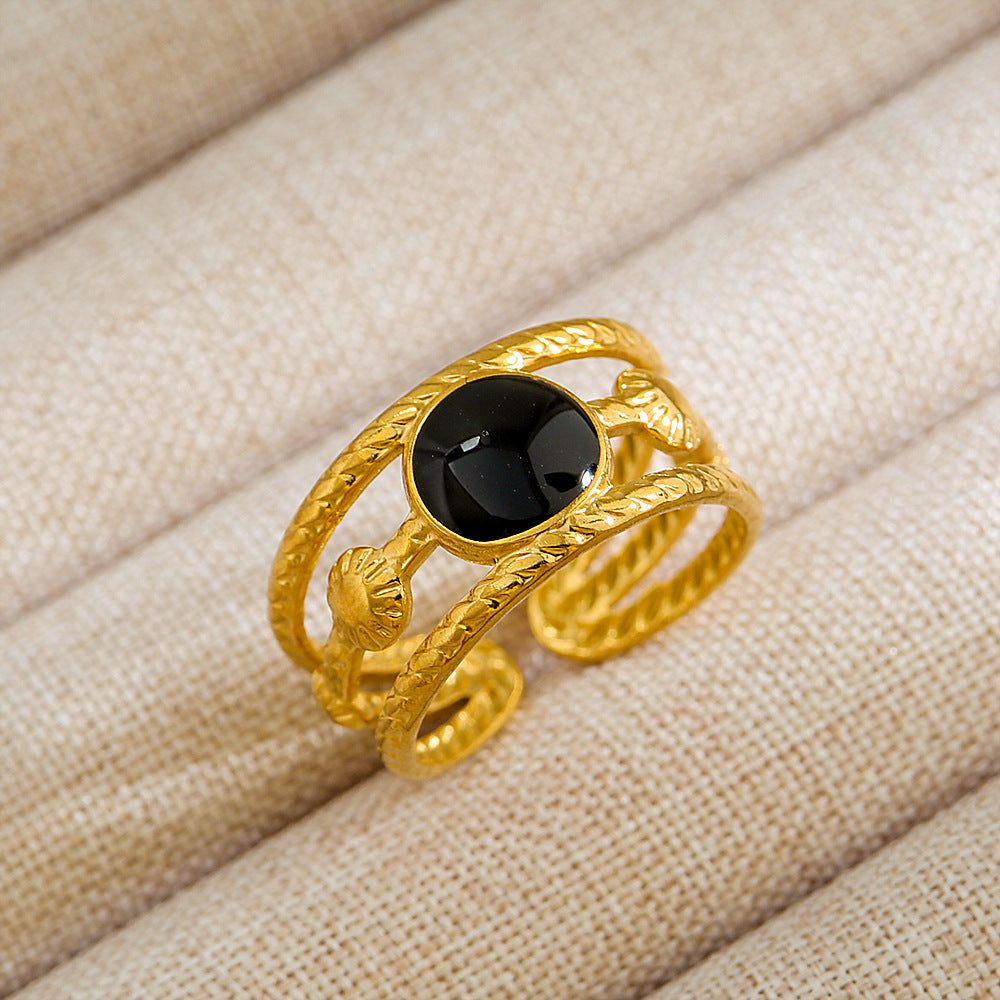 Anillo abierto de acero inoxidable 304 con letras geométricas, estilo hip hop, punk y streetwear. 