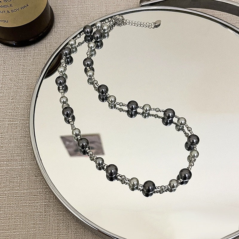 Collar de perlas, piedra de ojo de tigre, collar de bolas de oro pequeñas, cadena de piedra natural 