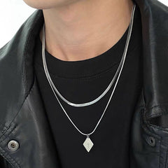 Collar de cadena cubana para hombre con circonitas cruzadas de acero y titanio 
