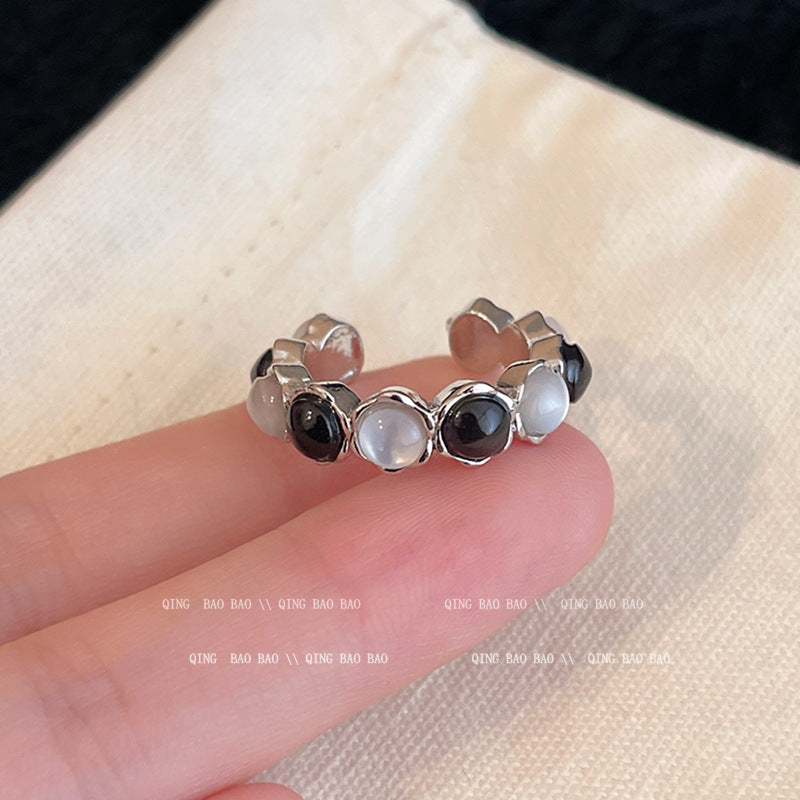 Anillo microengastado, anillo ajustable para dedo índice con apertura de circonitas para mujer