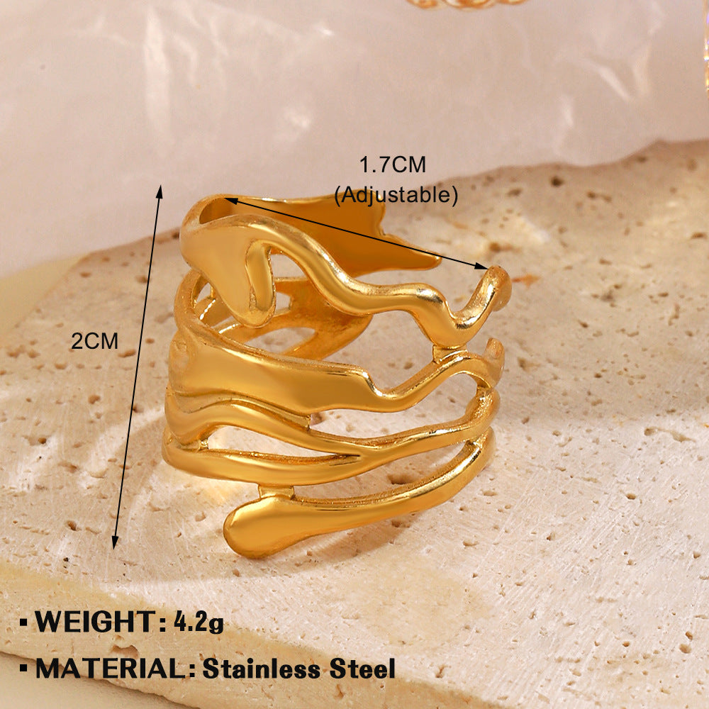 Wholesale Jewelry Simple Style Geometric 304 Stainless Steel Irregular Plating Open Rings