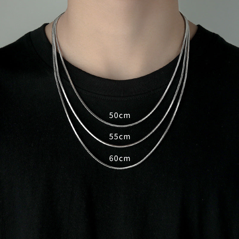 Collar de cadena de acero de titanio con hueso de serpiente para hombre 